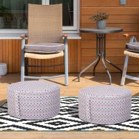 Ousunny Pouf Gonfiabile per Esterni e Interni Cuscino Poggiapiedi Sfoderabile Accessori Inclusa Φ53 x 25 cm(m-2)