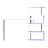 HOMCOM Moderna Scrivania Porta PC Tavolo per computer con Scaffale Ripiano Bianco(m-11)