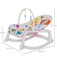 HOMCOM 2 in 1 Sdraietta Dondolo per Neonati con Musica e Vibrazione Cintura di Sicurezza, Altezza Regolabile, 51.4x68.6x55.9cm(m-7)