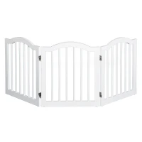 PawHut Cancellino per Cani Pieghevole a 3 Sezioni in Legno Verniciato Lucido, 154.5x1.8x61cm, Bianco(m-4)