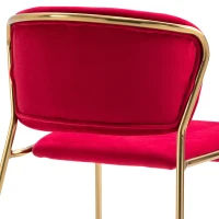 HOMCOM Set 4 Sedie di Design per Sala da Pranzo, Poltroncine Imbottite in Velluto Rosso e Gambe in Metallo Oro(m-10)