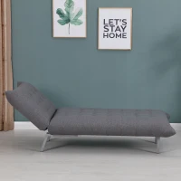 HOMCOM Poltrona Divano Chaise Lounge Letto Multifunzionale 2 in 1 Relax Tessuto di Lino 80×153×84cm(m-7)