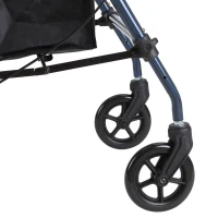 HOMCOM Deambulatore Regolabile Pieghevole con 4 Ruote Per Anziani e Disabili 64x57.8x74.4cm Nero e blu(m-5)