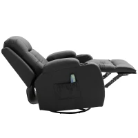 HOMCOM Poltrona Massaggiante Riscaldante Reclinabile in Similpelle Nera con 8 Punti di Massaggio e Telecomando, 90x93x103cm(m-5)