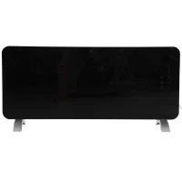HOMCOM Termoconvettore Elettrico a Parete o a Terra Riscaldatore 1000W/2000W con Telecomando in Acciaio Vetro 92x24x43cm Nero(m-7)