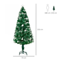 HOMCOM Árbol de Navidad Artificial 150 cm Luminoso con Fibra Óptica 170 Luces LED 8 Modos Brillantes 120 Cuentas Blancas y 170 Ramas Decoración Interior Ø70x150 cm Verde(m-3)