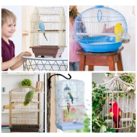 PawHut Gabbia per Uccelli con Trespoli, Altalena e Ciotole, Voliera da Giardino in Metallo e Plastica, 47.5x36x91cm, Bianco(m-9)