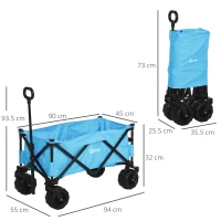 Outsunny Carrello Pieghevole per Giardinaggio Campeggio Telaio in Acciaio e Tessuto Oxford Blu 94 x 55 x 93.5cm(m-3)