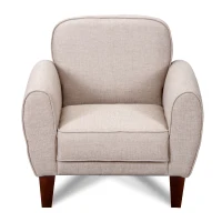 HOMCOM Poltrona Classica con Braccioli Imbottita in Tessuto di Lino, Crema, 84 x 65 x 82.4cm(m-4)