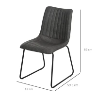 HOMCOM Set 2 Sedie Classiche Imbottite per Soggiorno, Cucina o Sala da Pranzo in Similpelle Grigie, 47x59.5x86cm(m-3)