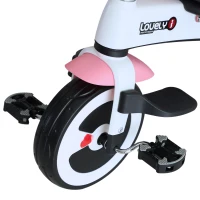 Homcom Triciclo Passeggino per Bambini con Maniglione e Tettuccio, Rosa(m-9)