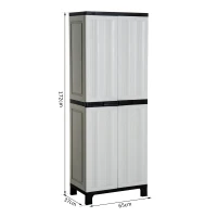 Outsunny Armadio da Esterno Impermeabile con 3 Ripiani Regolabili Balcone Terrazzo Plastica 65 × 37 × 172cm(m-3)