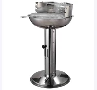 Homcom, 01-0565, Barbecue in acciaio inox con base a colonna e piastra rotonda(m-2)