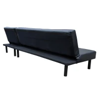 HOMCOM – Divano Letto con Poltrona Chaise Lounge Multifunzionale in Ecopelle, Nero(m-5)