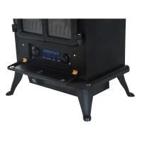 HOMCOM Caminetto Elettrico da Terra Potenza 950W/1850W in Ferro e Vetro Telecomando 42.5 x 28 x 54 cm Nero(m-8)