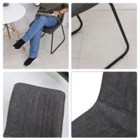 HOMCOM Set 2 Sedie Classiche Imbottite per Soggiorno, Cucina o Sala da Pranzo in Similpelle Grigie, 47x59.5x86cm(m-7)