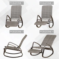 Outsunny Sedia a Dondolo da Giardino in PE Rattan Grigia, Reclinabile e Pieghevole con Poggiapiedi Estraibile(m-6)