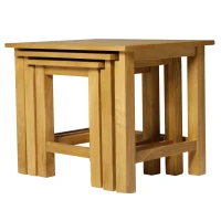 HOMCOM Set 3 Tavolini con Diverse Misure Impilabili Tavolini da Caffè, Tavolini d'Appoggio per Soggiorno, Giardino, Balcone Legno di Quercia di Elevata Qualità(m-6)