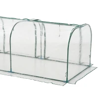 Outsunny Serra a Tunnel Agricola in PVC con 3 Porte Avvolgibili, Acciaio e PVC Trasparente, 350x100x80cm(m-6)