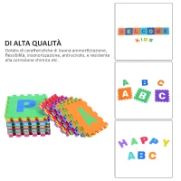HOMCOM Tappeto da Gioco 36 Pezzi Puzzle in EVA con Numeri e Lettere dell'Alfabeto per Bambini Colorato(m-5)