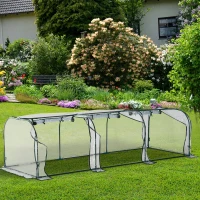 Outsunny Serra a Tunnel Agricola in PVC con 3 Porte Avvolgibili, Acciaio e PVC Trasparente, 350x100x80cm(m-2)