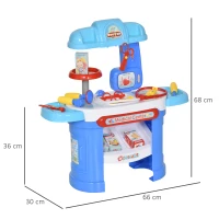 HOMCOM Ambulatorio Ospedale Giocattolo Dottore per Bambini 3-6 Anni con 26 Accessori Inclusi, Blu e Bianco(m-3)