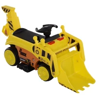 Homcom Escavatore Giocattolo Cavalcabile con Pala e Braccio Elettrico per Bambini Giallo(m-2)