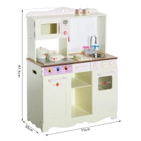 HOMCOM Cucina Giocattolo per Bambini con Accessori Legno 71 × 30 × 97.5cm(m-11)