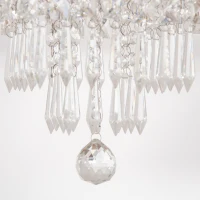 HOMCOM Lámpara de Techo de Cristal K9 Moderna con 4 Casquillos G9 de 40W y Base de Acero Inoxidable Lámpara de Araña para Comedor Dormitorio Salón Ø25x29 cm Plata(m-8)