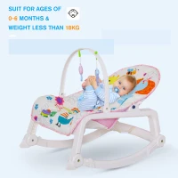 HOMCOM 2 in 1 Sdraietta Dondolo per Neonati con Musica e Vibrazione Cintura di Sicurezza, Altezza Regolabile, 51.4x68.6x55.9cm(m-5)