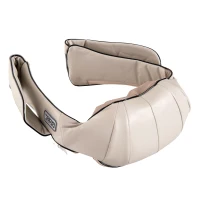 HOMCOM Massaggiatore Elettrico Ergonomico 8 Nodi 2 Direzioni 3 Livelli di Velocità Funzione di Riscaldamento Ecopelle, Maglia Beige, Grigio 120×35×15cm(m-5)