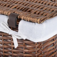 HOMCOM Set di Contenitori Portaoggetti in Vimini 5 Pezzi con Fodera Rimovibile e Lavabile(m-10)