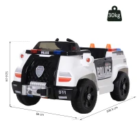 HOMCOM Macchina Elettrica della Polizia Giocattolo per Bambini con Cintura di Sicurezza e anche Telecomando Realistica e con Musica L106.5*W66*H52.6cm(m-3)