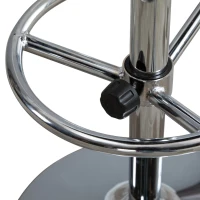 HOMCOM Tavolo Alto con Poggiapiedi Regolabile e Piano in Similpelle, Tavolo da Bar Cucina Arredamento Moderno Casa e Bar 62x62x110cm Nero(m-8)