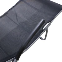 Outsunny Sdraio Chaise Longue Pieghevole da Giardino Acciaio e Textilene 172x62x66cm Nero(m-5)