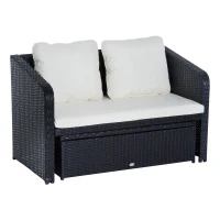 Outsunny Set Mobili da Giardino Set Divano Pouf e Tavolino con Cuscino 4pz Poly Rattan(m-8)