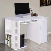 HomCom Scrivania da Ufficio Porta PC con Ripiano Tastiera, Bianco, 74x120x60cm(m-2)