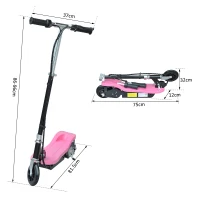 HOMCOM Monopattino Scooter Elettrico per Bambini con Struttura in Metallo Pieghevole 81.5 x 37 x 96cm, Rosa(m-3)