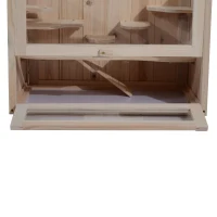 Pawhut Gabbia per Criceti e Piccoli Roditori in Legno di Abete 60x35x42cm(m-11)