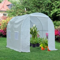 Outsunny Serra da Giardino a Tunnel Per Piante in PE con Tubi in Ferro, Bianco, 250x200x200cm(m-1)