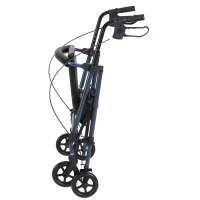 HOMCOM Deambulatore Regolabile Pieghevole con 4 Ruote Per Anziani e Disabili 64x57.8x74.4cm Nero e blu(m-9)