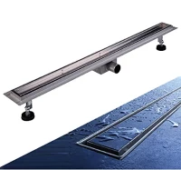 HOMCOM Canale canalina di scarico doccia sistema drenaggio doccia a pavimento in acciaio inox piastrellabile (840x110x70 mm)(m-1)