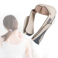 HOMCOM Massaggiatore Elettrico Ergonomico 8 Nodi 2 Direzioni 3 Livelli di Velocità Funzione di Riscaldamento Ecopelle, Maglia Beige, Grigio 120×35×15cm(m-2)