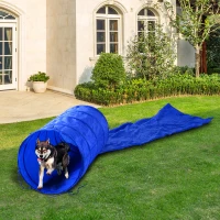 PawHut Tunnel Giocattolo per Cani e Gatti Pieghevole in Oxford Blu, Φ60 x 500cm(m-2)