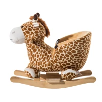 HomCom Cavallo a Dondolo in Legno Giraffa per Bambini, Caffè(m-4)