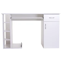 HomCom Scrivania da Ufficio Porta PC con Ripiano Tastiera, Bianco, 74x120x60cm(m-4)