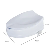 HOMCOM Rialzo per WC Larghi 31-36 cm in PP Bianca con Coperchio e Sedile Alto 10 cm, per Anziani e Disabili Max 130 kg(m-3)