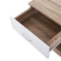 HOMCOM Comodino in Rovere con Cassetto Bianco per Camera da Letto 45L x 35P x 46.5A cm Rovere, Bianco lucido(m-4)