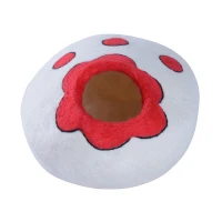 PawHut Cuccia per Gatti in Lana Φ35 x 20cm Bianco e Rosso(m-5)