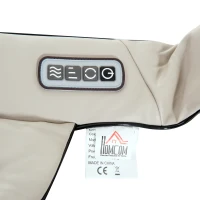 HOMCOM Massaggiatore Elettrico Ergonomico 8 Nodi 2 Direzioni 3 Livelli di Velocità Funzione di Riscaldamento Ecopelle, Maglia Beige, Grigio 120×35×15cm(m-7)